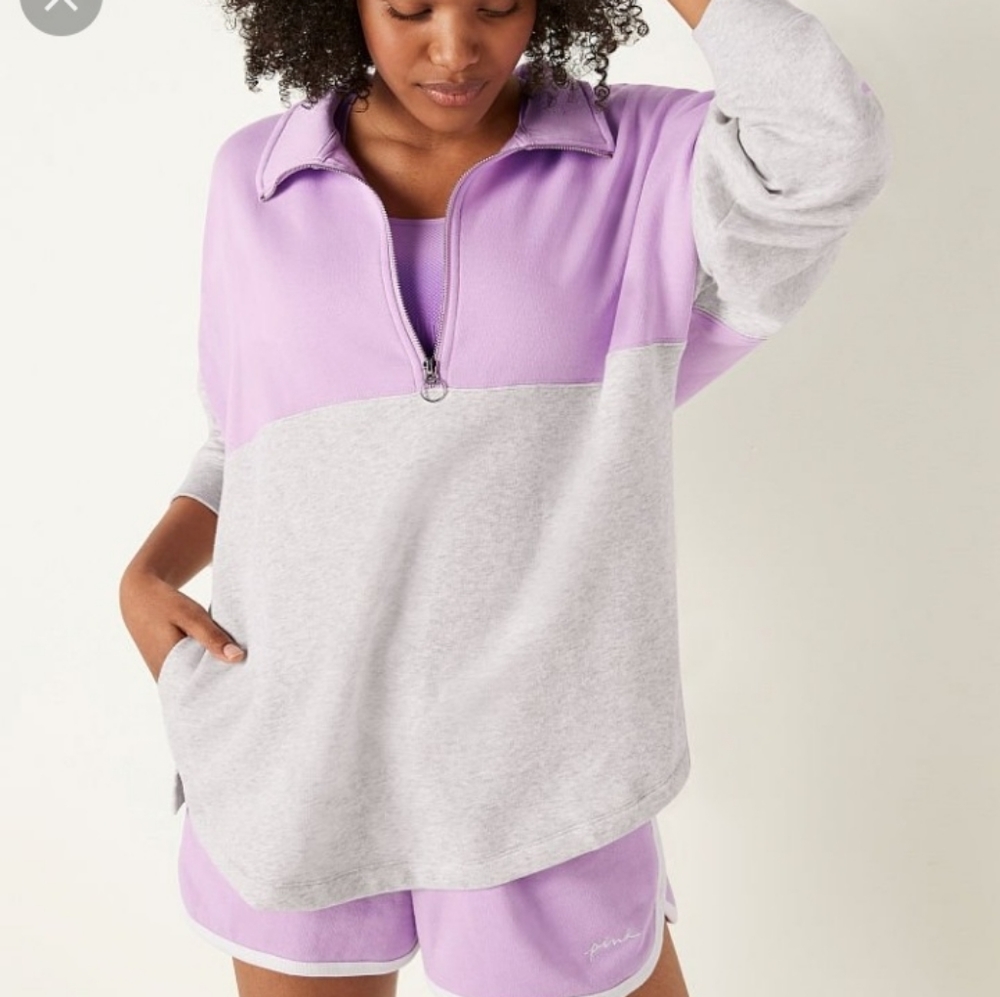 SzL Victoria's Secret color block varsity half zip